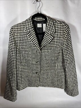 Emma James Black & White Houndstooth Blazer